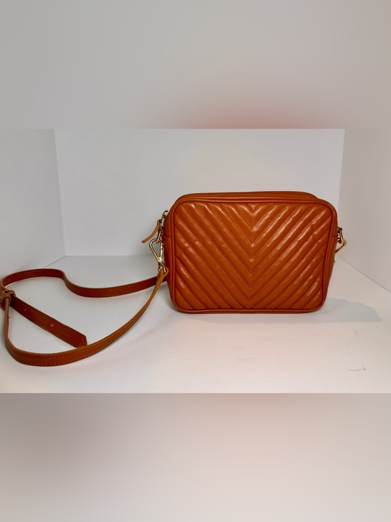 Quince Handbags - Quince Italian Leather Quilted Chevron Crossbody in Cognac Vacation